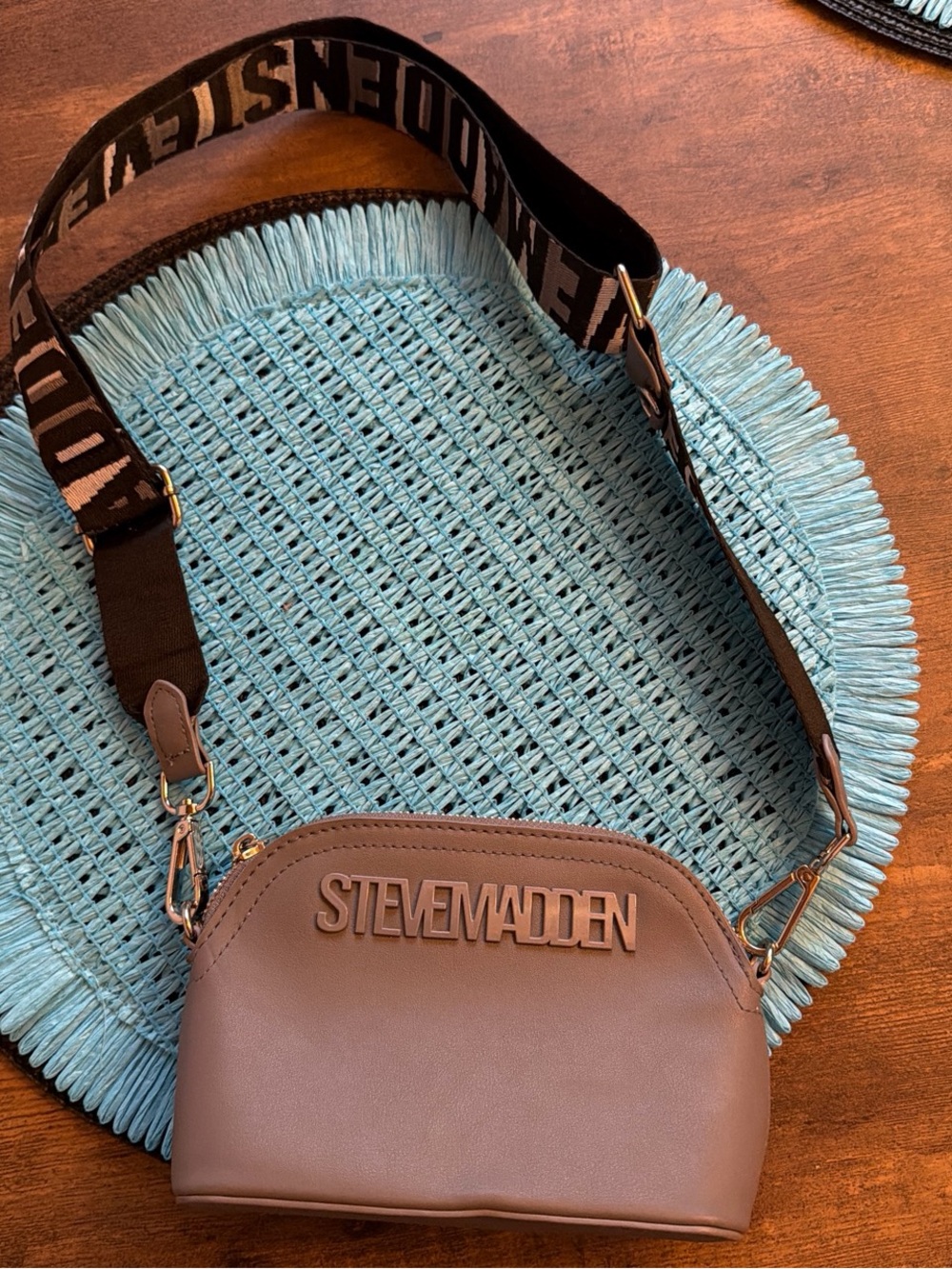 Steve Madden Brown Crossbody with Logo Strap